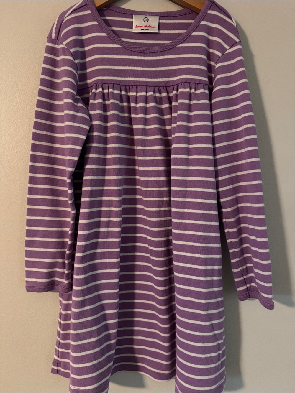 Hanna Andersson Lavender and White Striped Long Sleeve dress